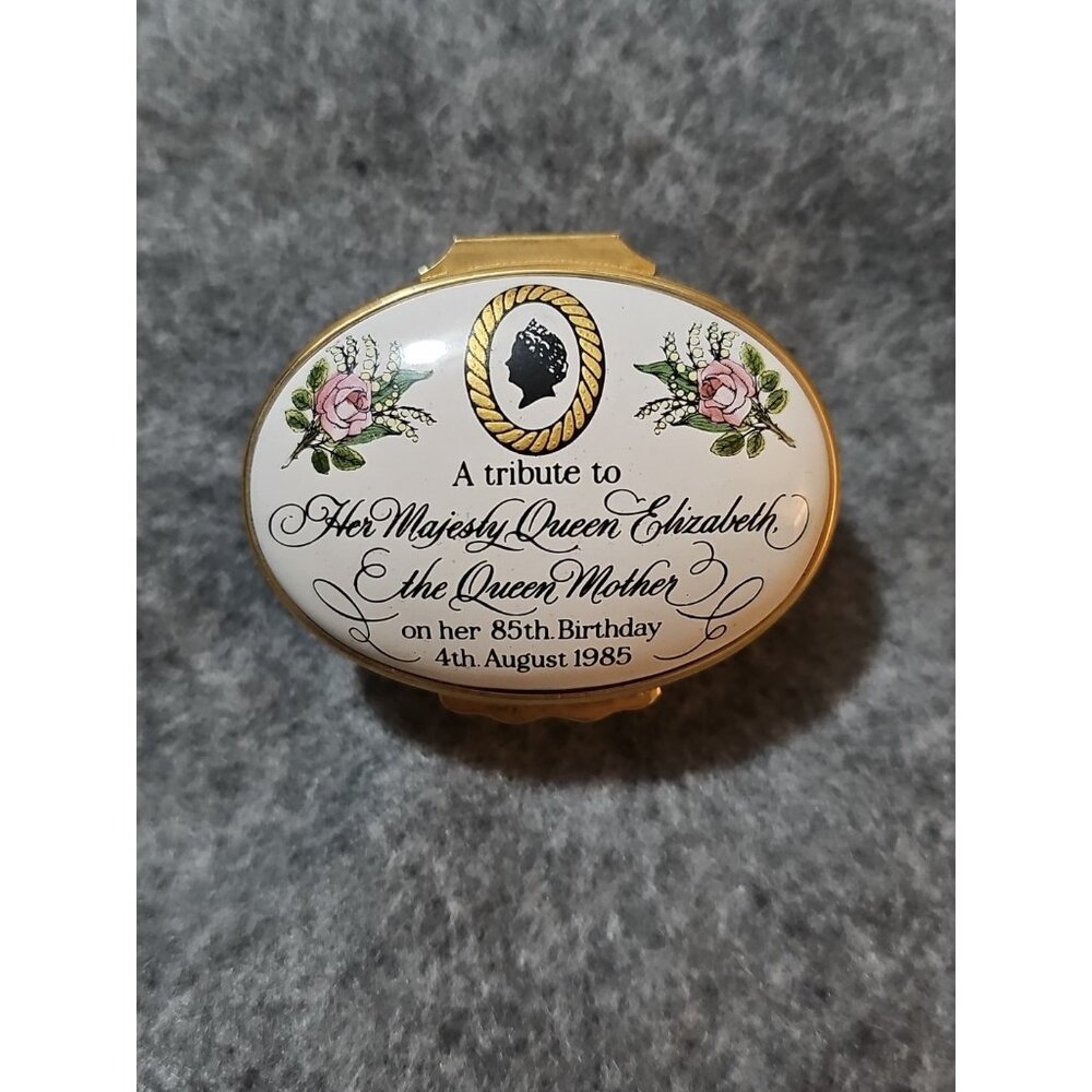 Halcyon Days Enamel Box  - Queen Mother 85th Birthday - Ltd Ed  504/2000